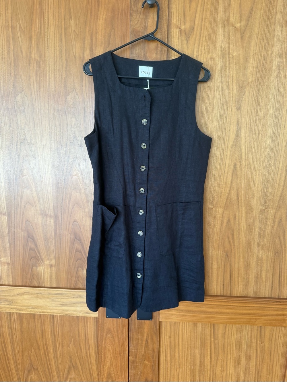 Posse Black Sleeveless Button-Front Mini Dress